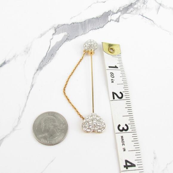 Swarovski Crystal Signed Swan Double Heart Brooch - Picture 8 of 8